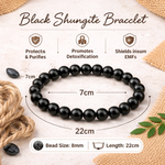 Load image into Gallery viewer, Natural Black Shungite Bracelet 8mm Beads Stretchable | Healing Crystal Jewelry
