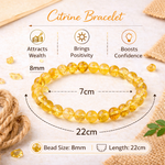 Load image into Gallery viewer, Natural Honey Citrine Bracelet 8mm Beads Stretchable | Healing Crystal Jewelry