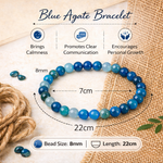 Load image into Gallery viewer, Natural Blue Agate Bracelet 8mm Beads Stretchable | Healing Crystal Jewelry