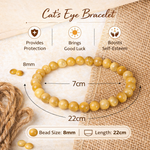 Load image into Gallery viewer, Natural Cats Eye Bracelet 8mm Beads Stretchable | Healing Crystal Jewelry