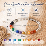 Load image into Gallery viewer, Natural Clear Quartz 7 Chakra Bracelet 8mm Beads Stretchable | Healing Crystal Jewelry