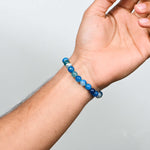 Load image into Gallery viewer, Natural Blue Agate Bracelet 8mm Beads Stretchable | Healing Crystal Jewelry