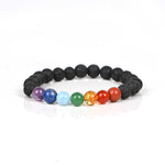 Load image into Gallery viewer, Natural Lava 7 Chakra Bracelet 8mm Beads Stretchable | Healing Crystal Jewelry