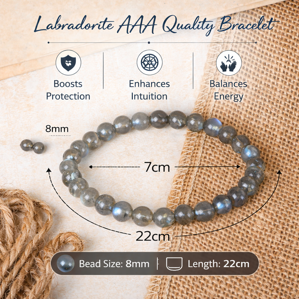 Natural Labradorite AAA Quality Bracelet 8mm Beads Stretchable | Healing Crystal Jewelry