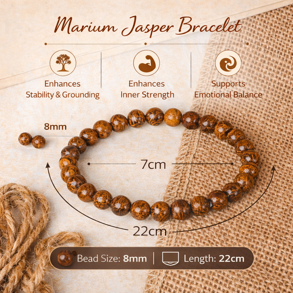 Natural Marium Bracelet 8mm Beads Stretchable | Healing Crystal Jewelry