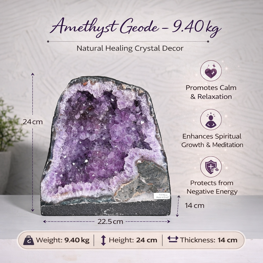 Natural Amethyst Geode 9.40kg - Raw Crystal for Healing