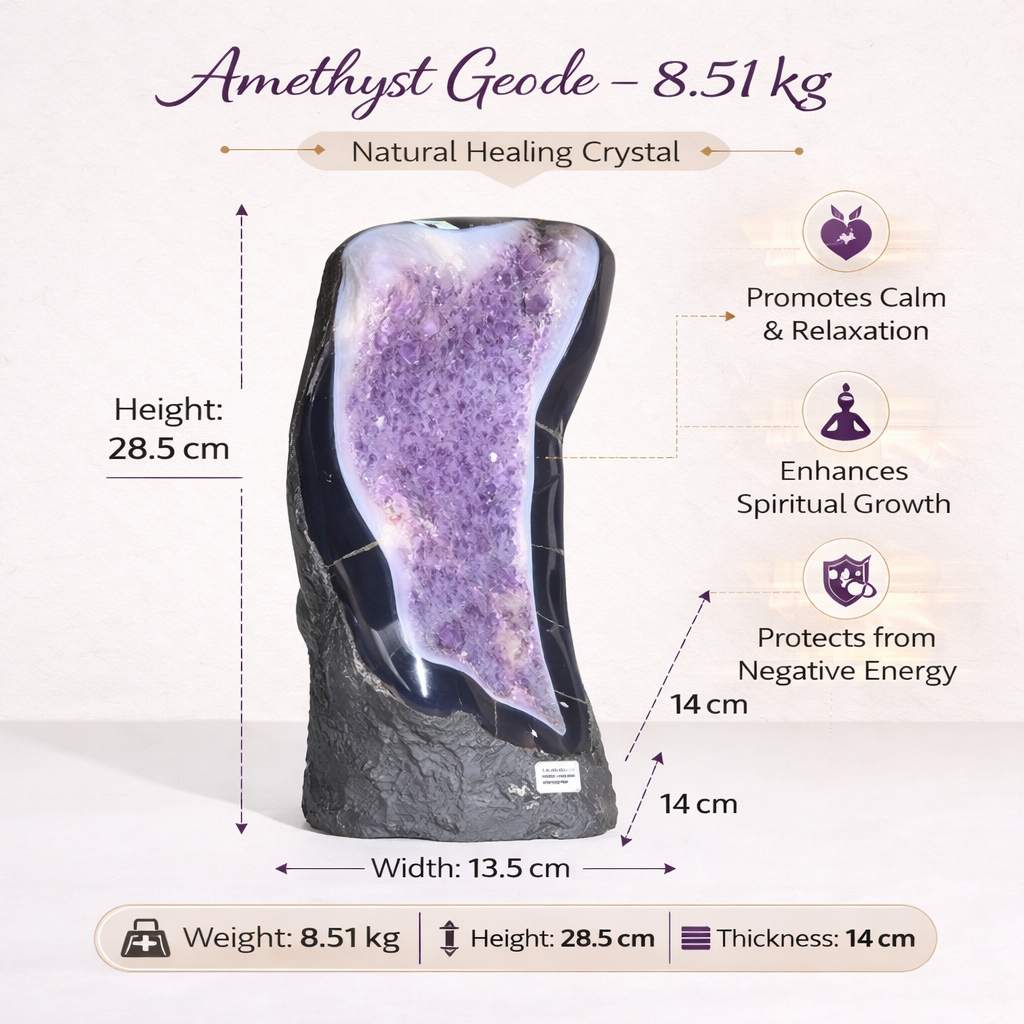 Natural Amethyst Geode 8.51kg - Raw Crystal for Healing