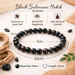 Load image into Gallery viewer, Natural Black Sulemani Hakik Bracelet 8mm Beads Stretchable | Healing Crystal Jewelry