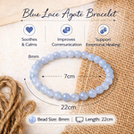 Load image into Gallery viewer, Natural Blue Lace Agate Bracelet 8mm Beads Stretchable | Healing Crystal Jewelry