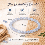 Load image into Gallery viewer, Natural Blue Chalcedony Bracelet 8mm Beads Stretchable | Healing Crystal Jewelry
