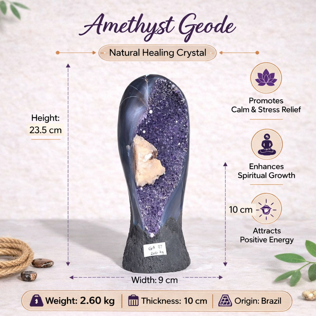 Natural Amethyst Geode 2.60kg - Raw Crystal for Healing