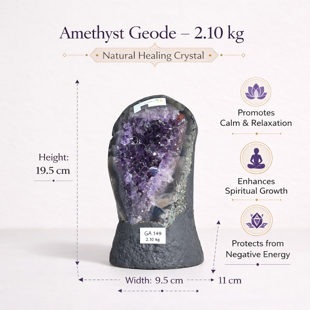 Natural Amethyst Geode 2.10kg - Raw Crystal for Healing
