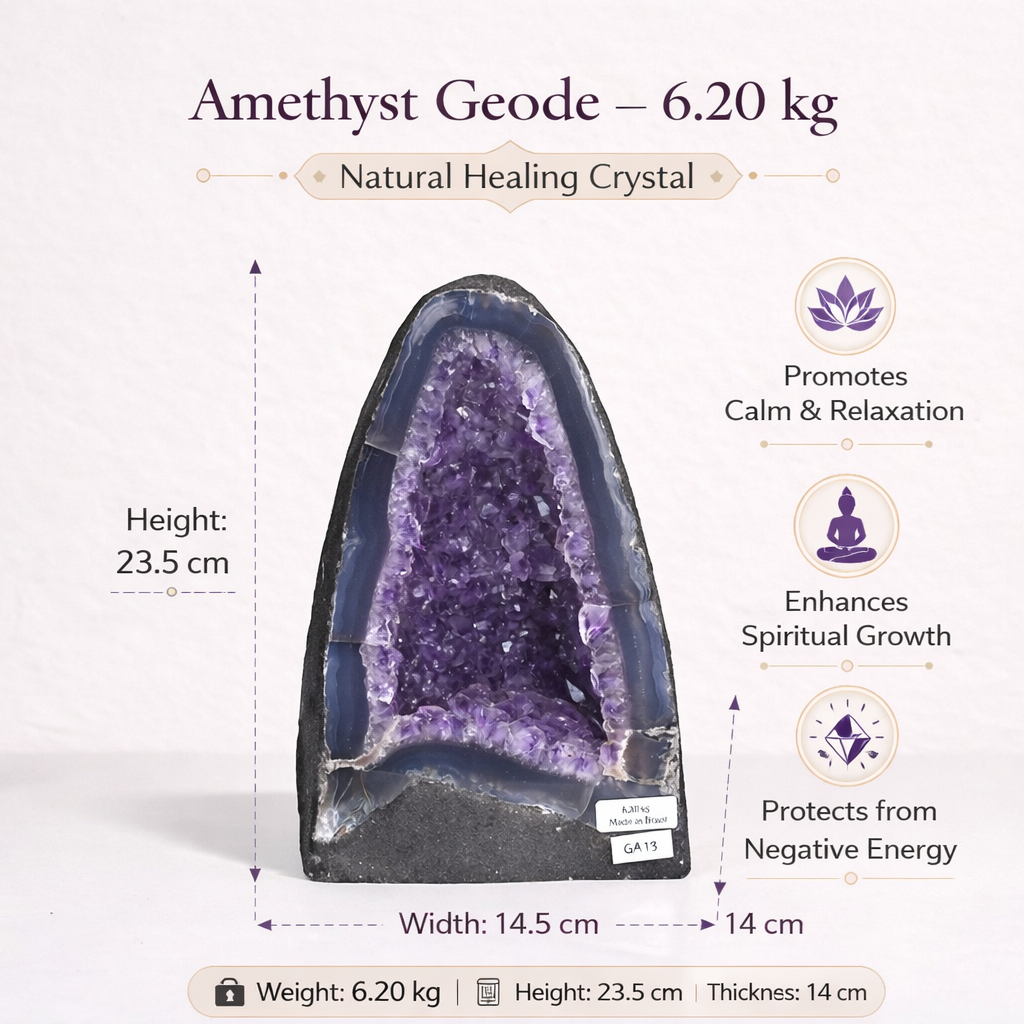 Natural Amethyst Geode 6.20kg - Raw Crystal for Healing