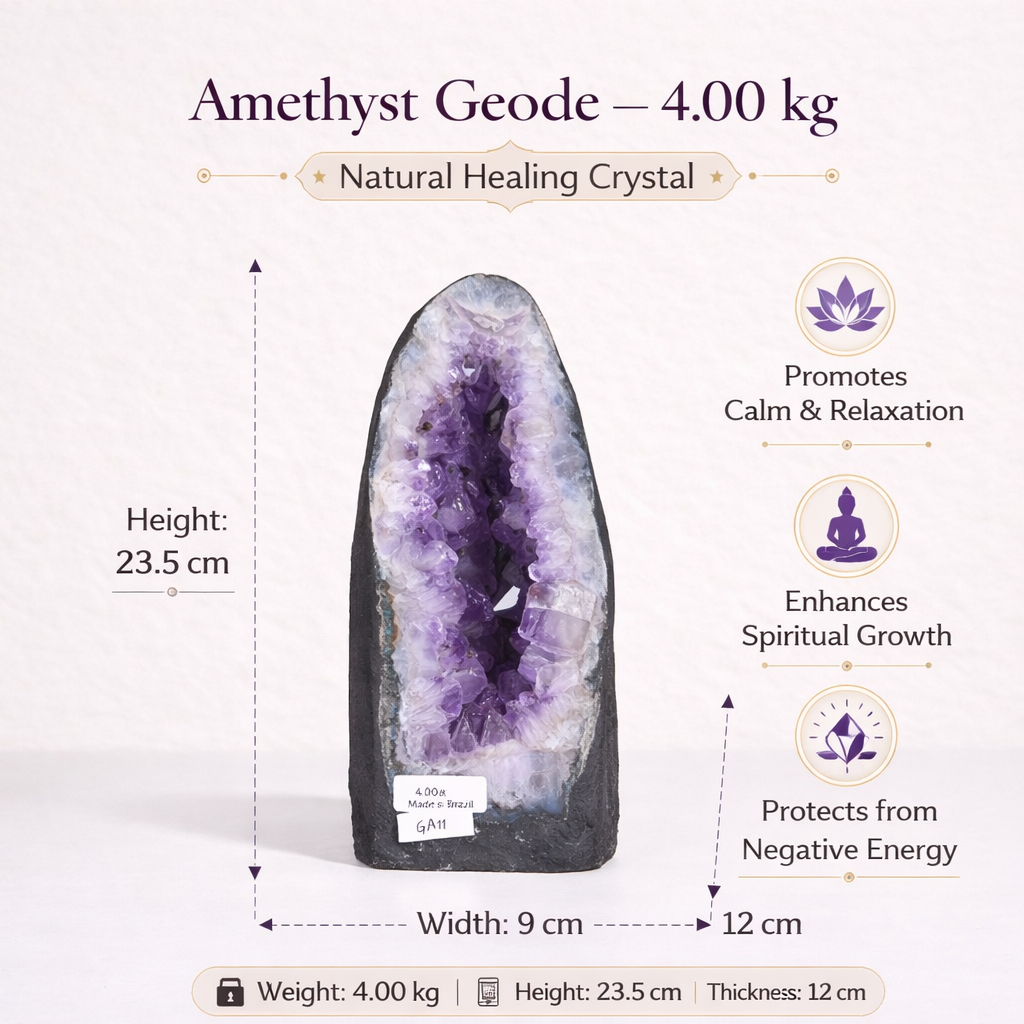 Natural Amethyst Geode 4.00kg - Raw Crystal for Healing