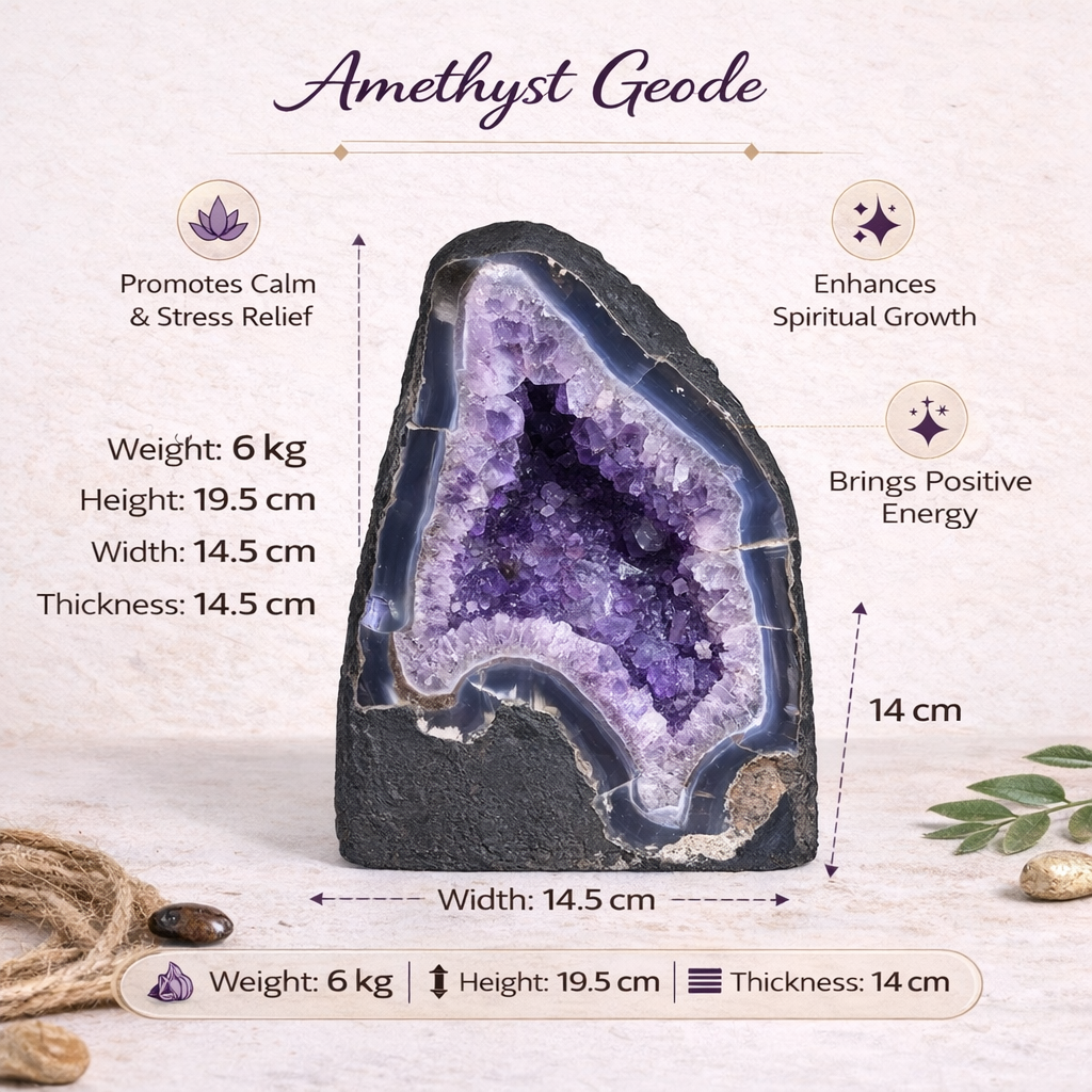 Natural Amethyst Geode 6kg - Raw Crystal for Healing