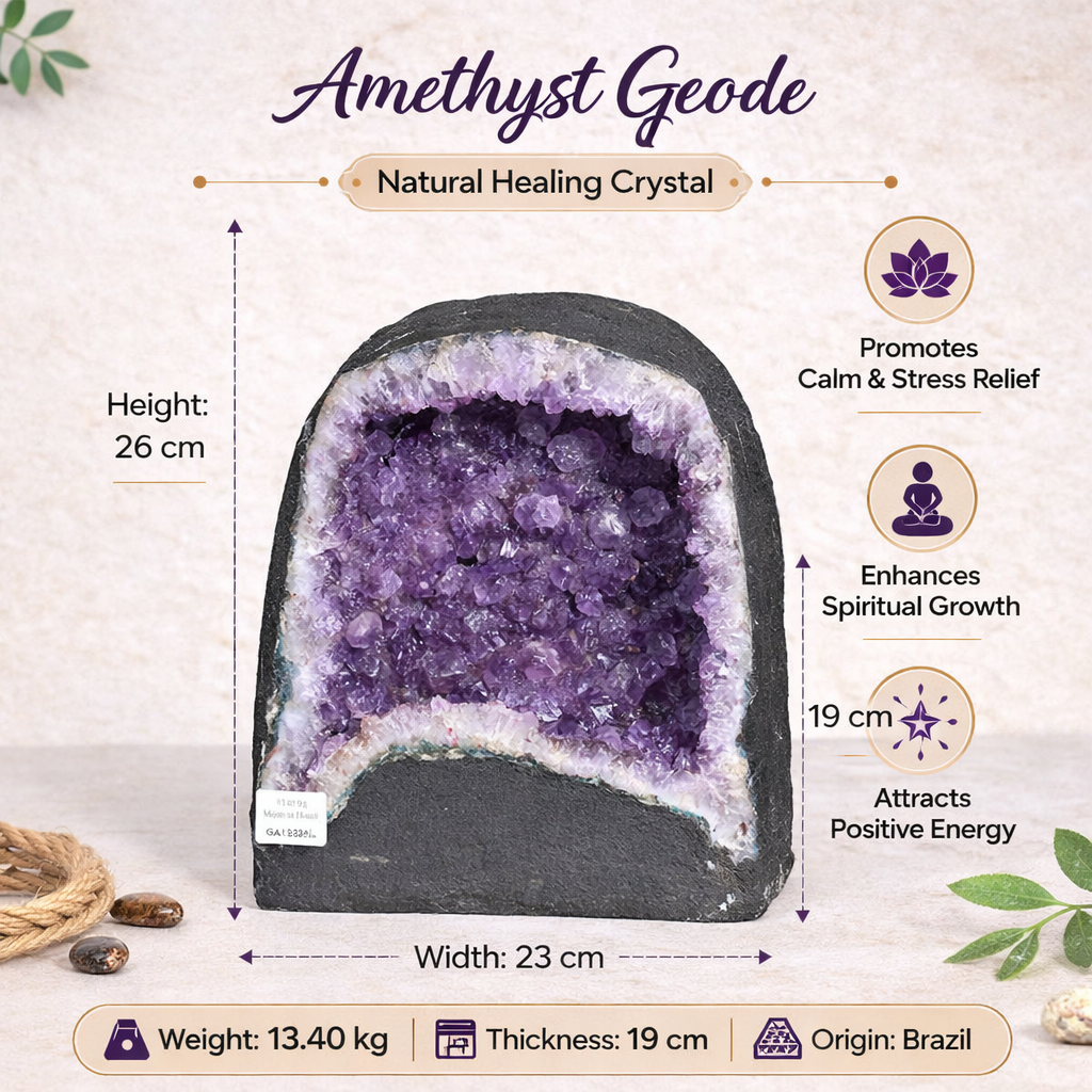 Natural Amethyst Geode 13.40kg - Raw Crystal for Healing