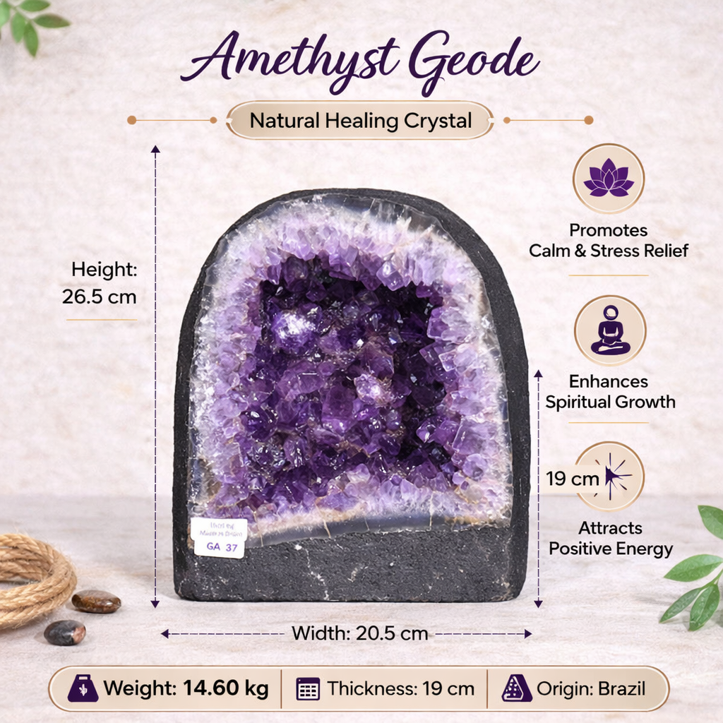 Natural Amethyst Geode 14.60kg - Raw Crystal for Healing