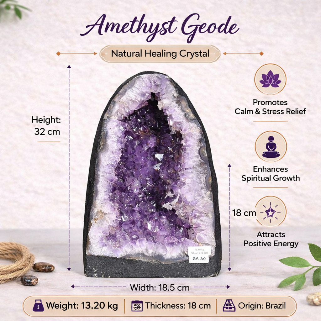 Natural Amethyst Geode 13.20kg - Raw Crystal for Healing