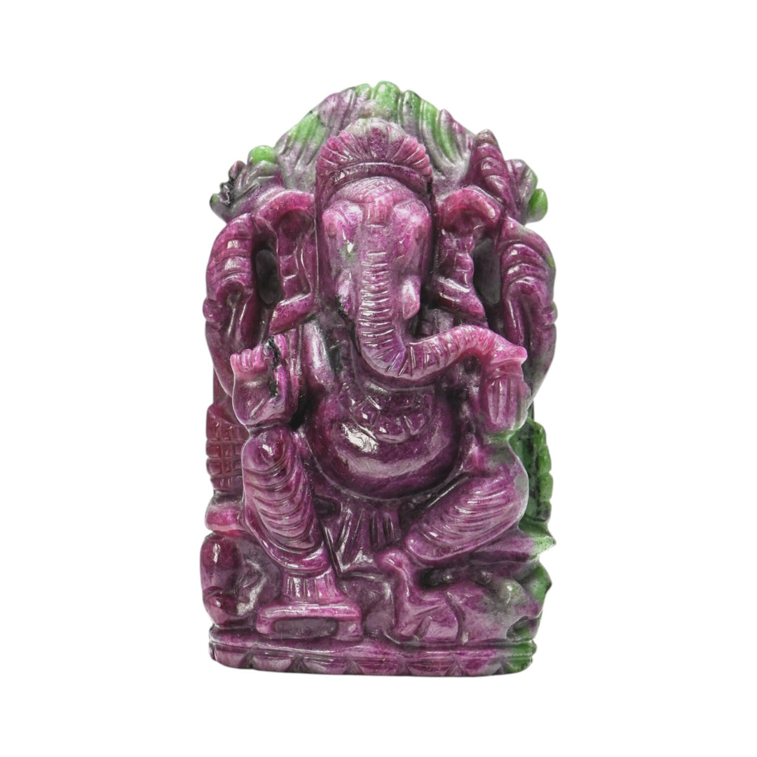 Ruby Zoisite Ganesha Idol 224g – Unique Ganpati Statue for Growth & Balance
