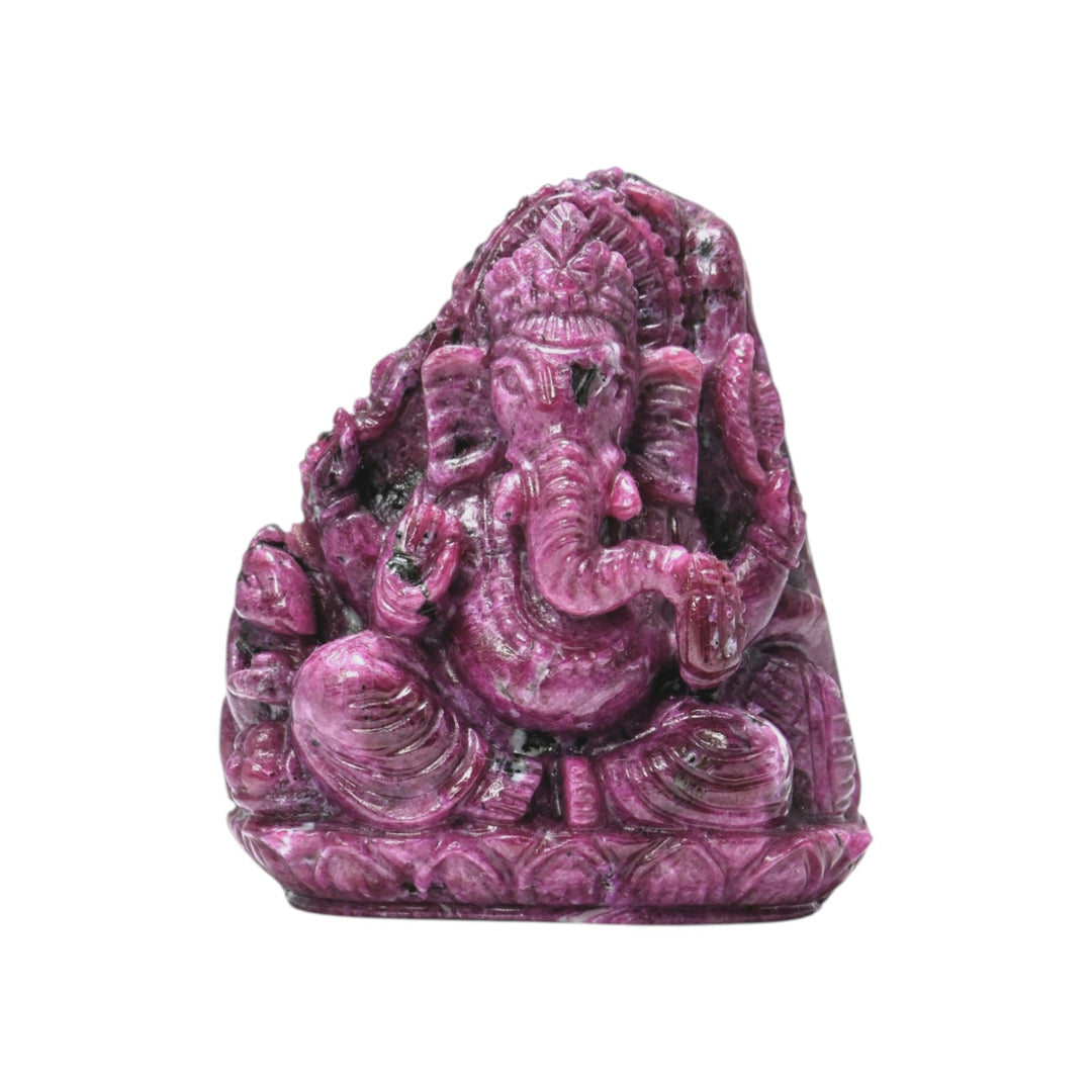 Ruby Ganesha Idol 210g – Hand Carved Red Stone Ganpati for Power & Wealth