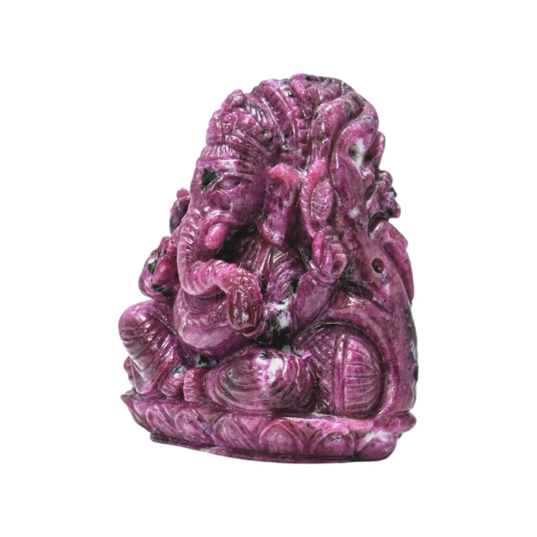 Ruby Ganesha Idol 210g – Hand Carved Red Stone Ganpati for Power & Wealth