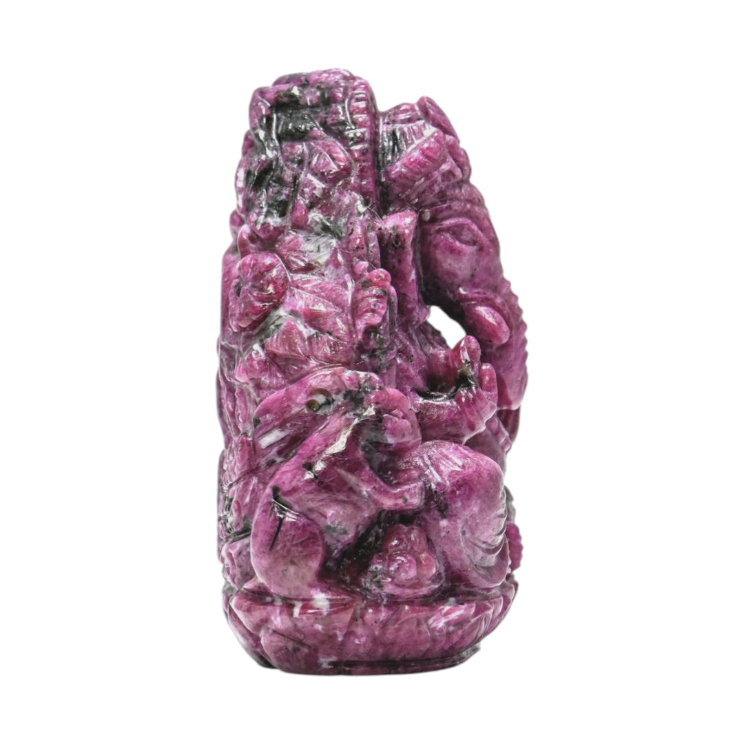 Ruby Ganesha Idol 210g – Hand Carved Red Stone Ganpati for Power & Wealth