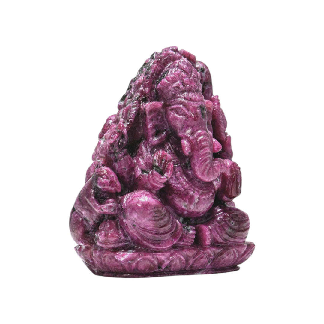 Ruby Ganesha Idol 210g – Hand Carved Red Stone Ganpati for Power & Wealth