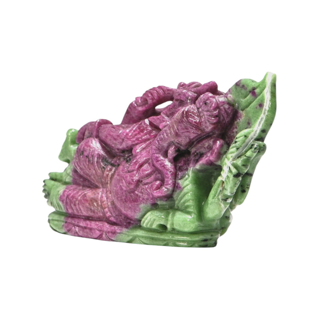 Ruby Zoisite Ganesha Idol 589cts – Spiritual Stone Idol for Energy & Harmony