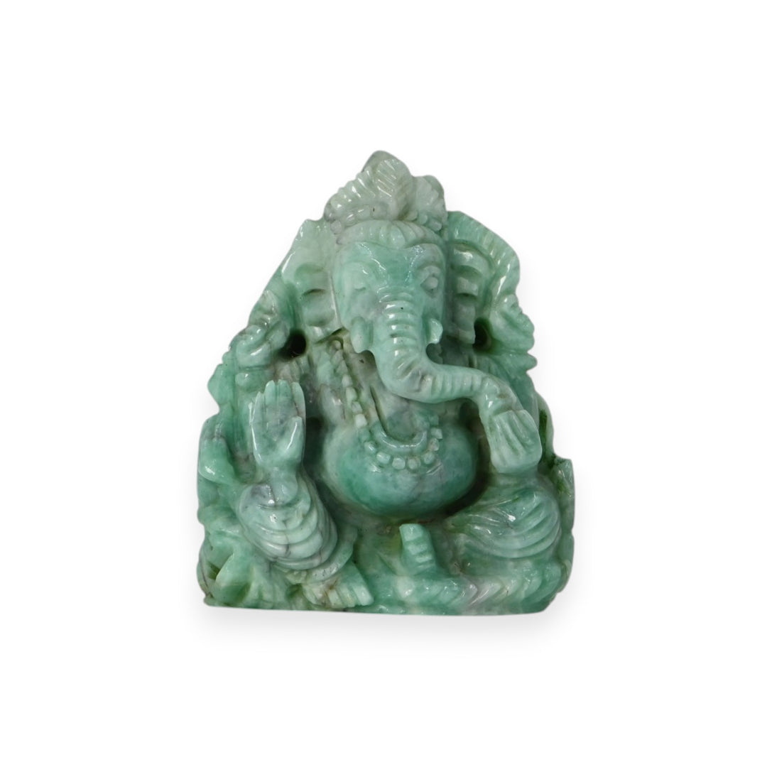 Emerald Ganesha Idol 524.5cts – Premium Green Stone Ganpati for Wealth