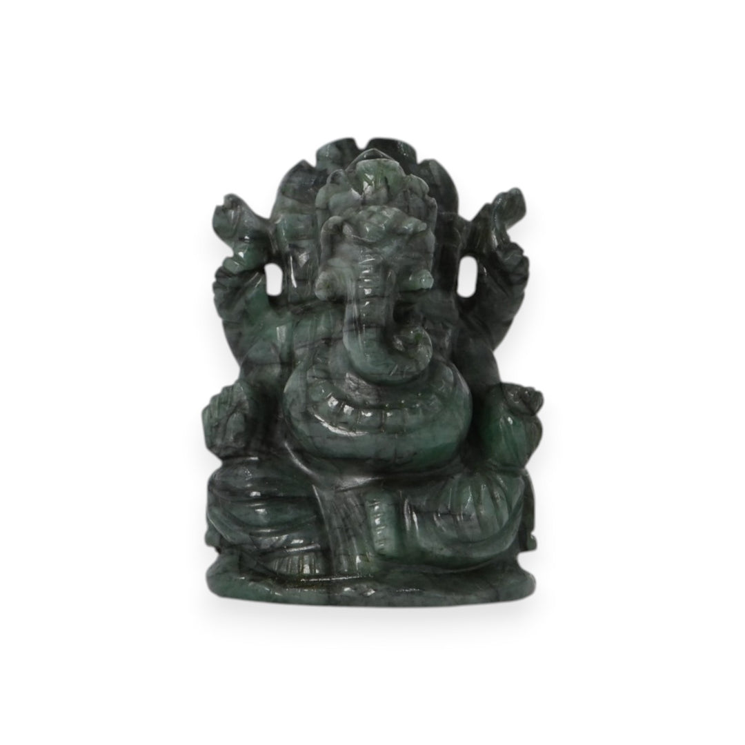 Emerald Ganesha Idol 311cts – Hand Carved Ganpati Murti for Abundance