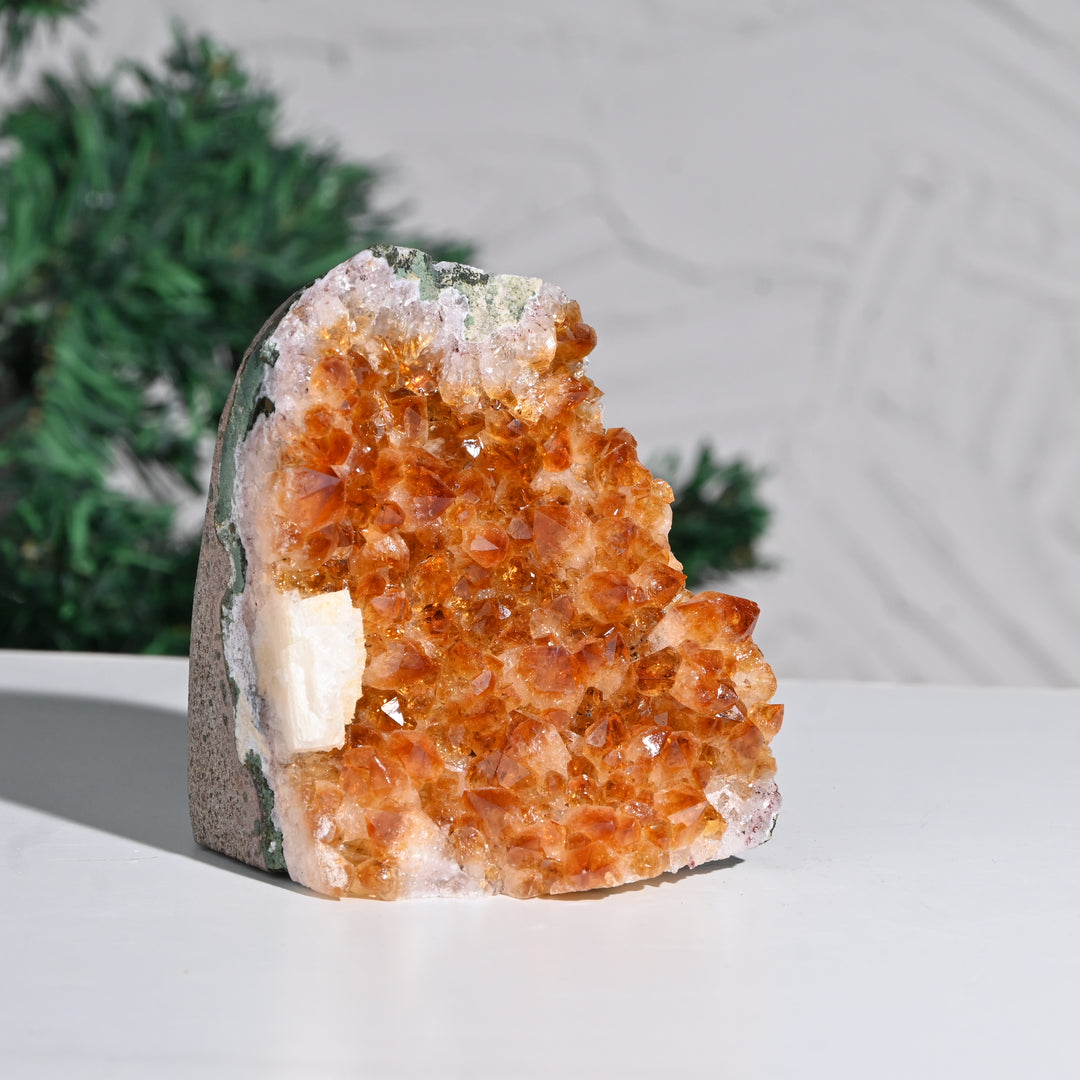 Natural Citrine Geode 855g – Raw Crystal for Abundance & Positivity