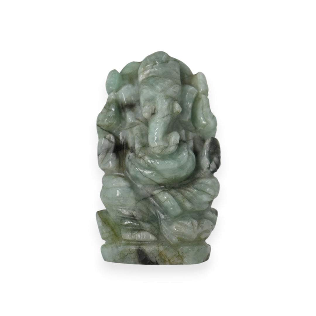 Emerald Ganesha Idol 120cts – Spiritual Ganpati Statue for Prosperity & Harmony