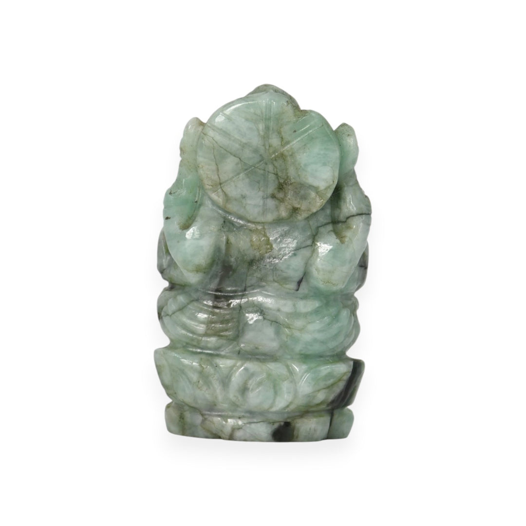 Emerald Ganesha Idol 120cts – Spiritual Ganpati Statue for Prosperity & Harmony