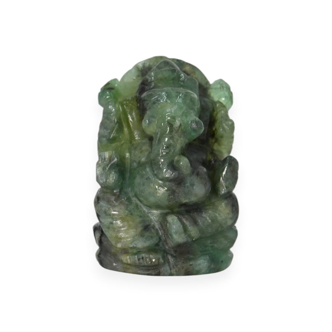 Emerald Ganesha Idol 88.5cts – Green Stone Ganpati Murti for Wealth & Success