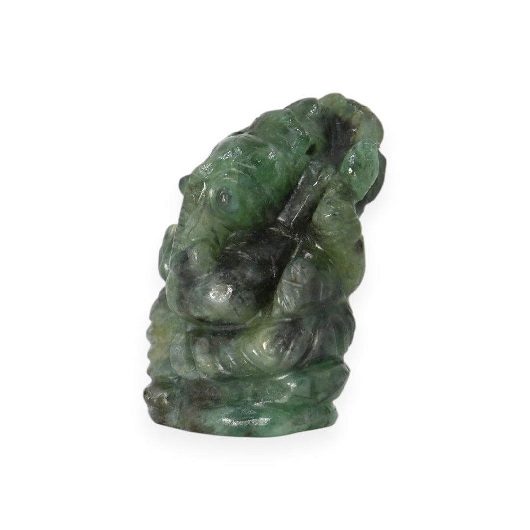 Emerald Ganesha Idol 88.5cts – Green Stone Ganpati Murti for Wealth & Success