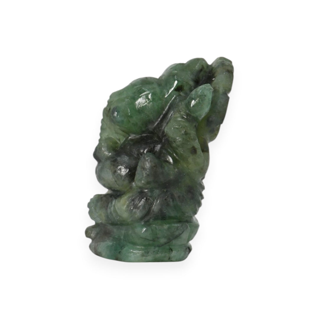 Emerald Ganesha Idol 88.5cts – Green Stone Ganpati Murti for Wealth & Success