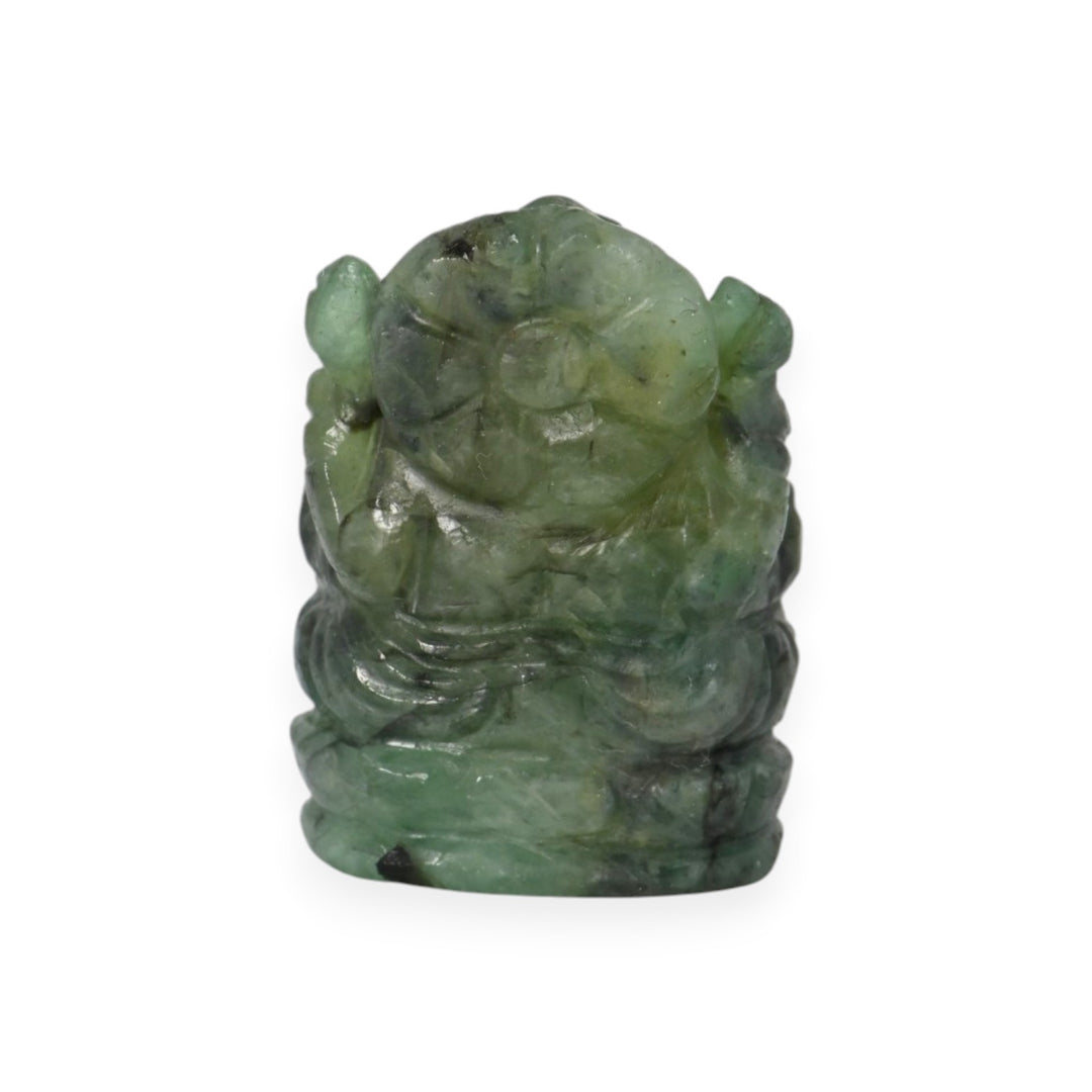 Emerald Ganesha Idol 88.5cts – Green Stone Ganpati Murti for Wealth & Success