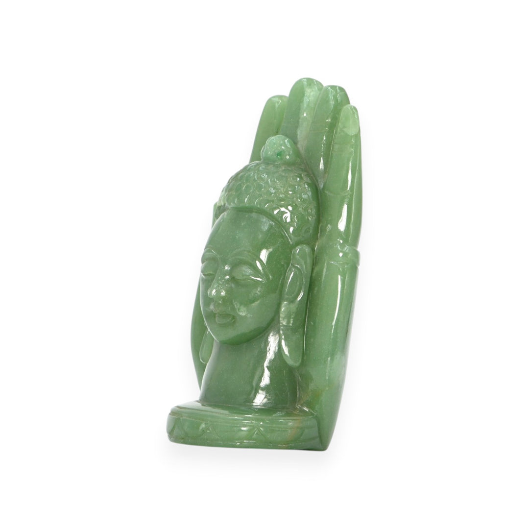 Green Aventurine Buddha Idol 2527cts – Hand Carved Stone Statue for Peace & Prosperity