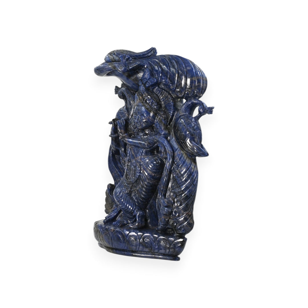Sodalite Krishna Ji Idol 6018g – Large Spiritual Statue for Temple & Devotion