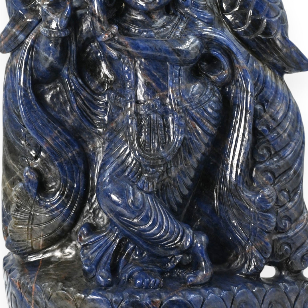Sodalite Krishna Ji Idol 6018g – Large Spiritual Statue for Temple & Devotion