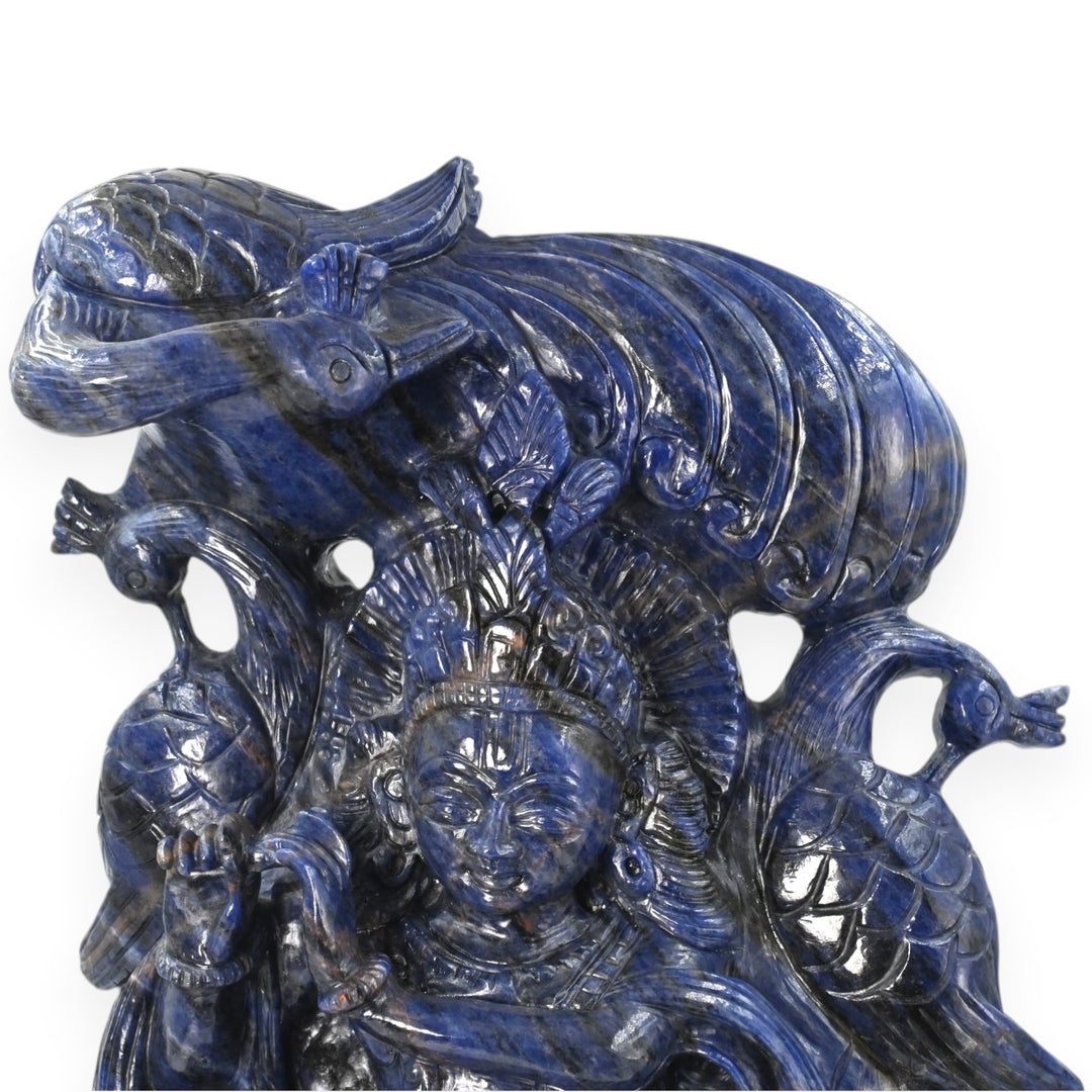 Sodalite Krishna Ji Idol 6018g – Large Spiritual Statue for Temple & Devotion