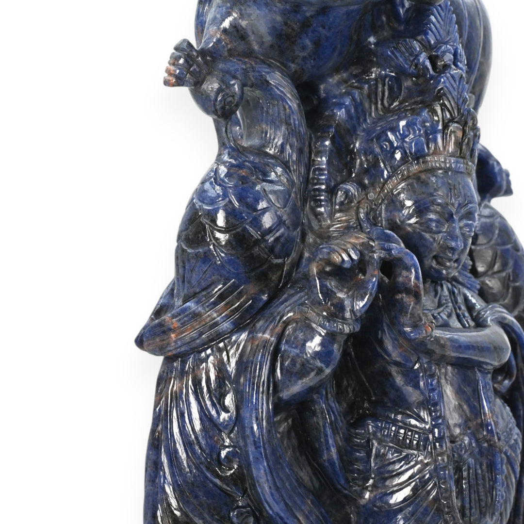 Sodalite Krishna Ji Idol 6018g – Large Spiritual Statue for Temple & Devotion