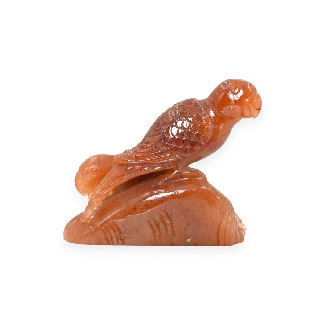 Orange Aventurine Parrot Pair 650g – Hand Carved Bird Statue for Love & Harmony