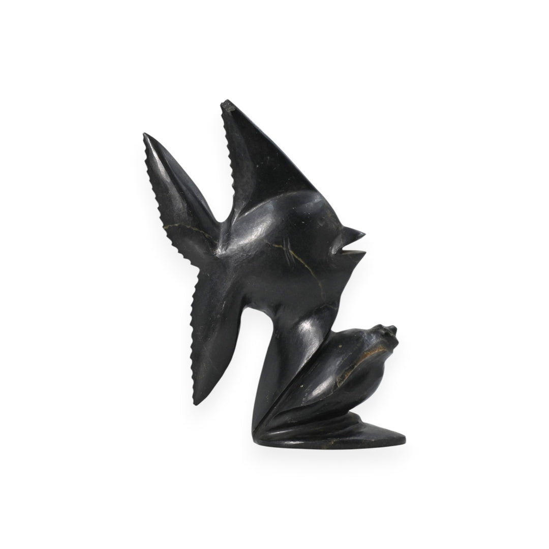 Black Agate Fish on Shell 1075g – Decorative Stone Sculpture for Home & Vastu