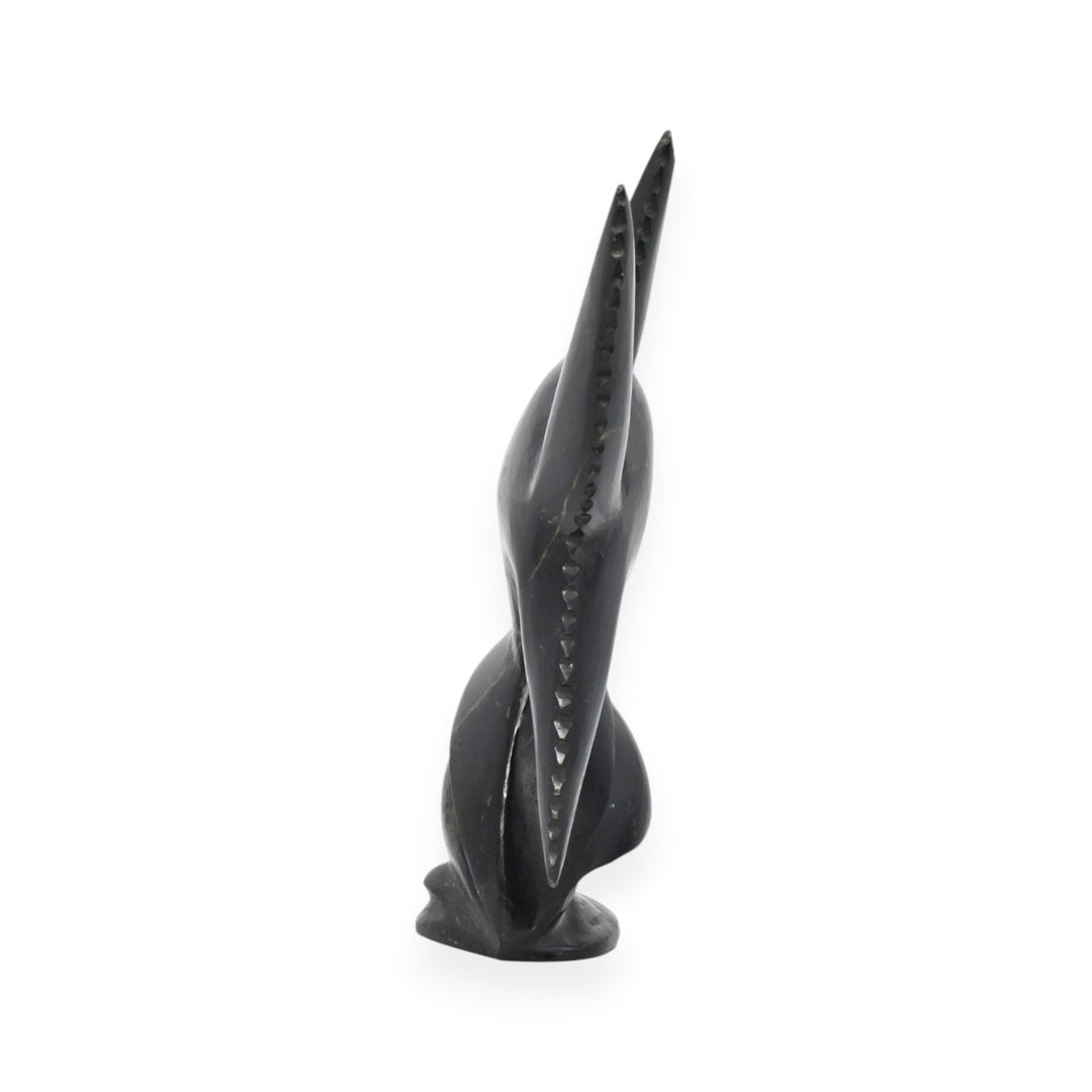 Black Agate Fish on Shell 1075g – Decorative Stone Sculpture for Home & Vastu