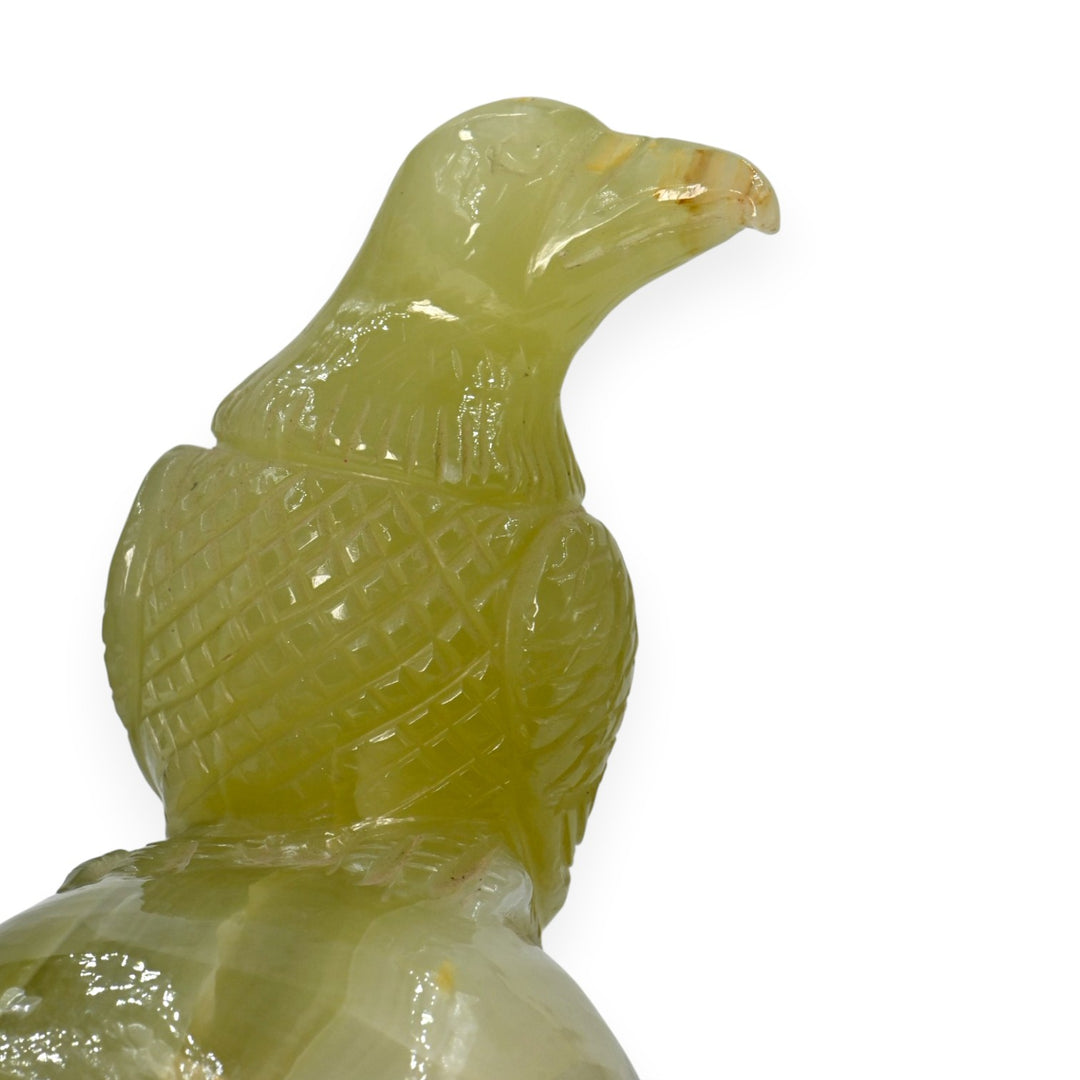 Green Onyx Crow Skull Carving 990g – Artistic Skull Sculpture for Home Décor