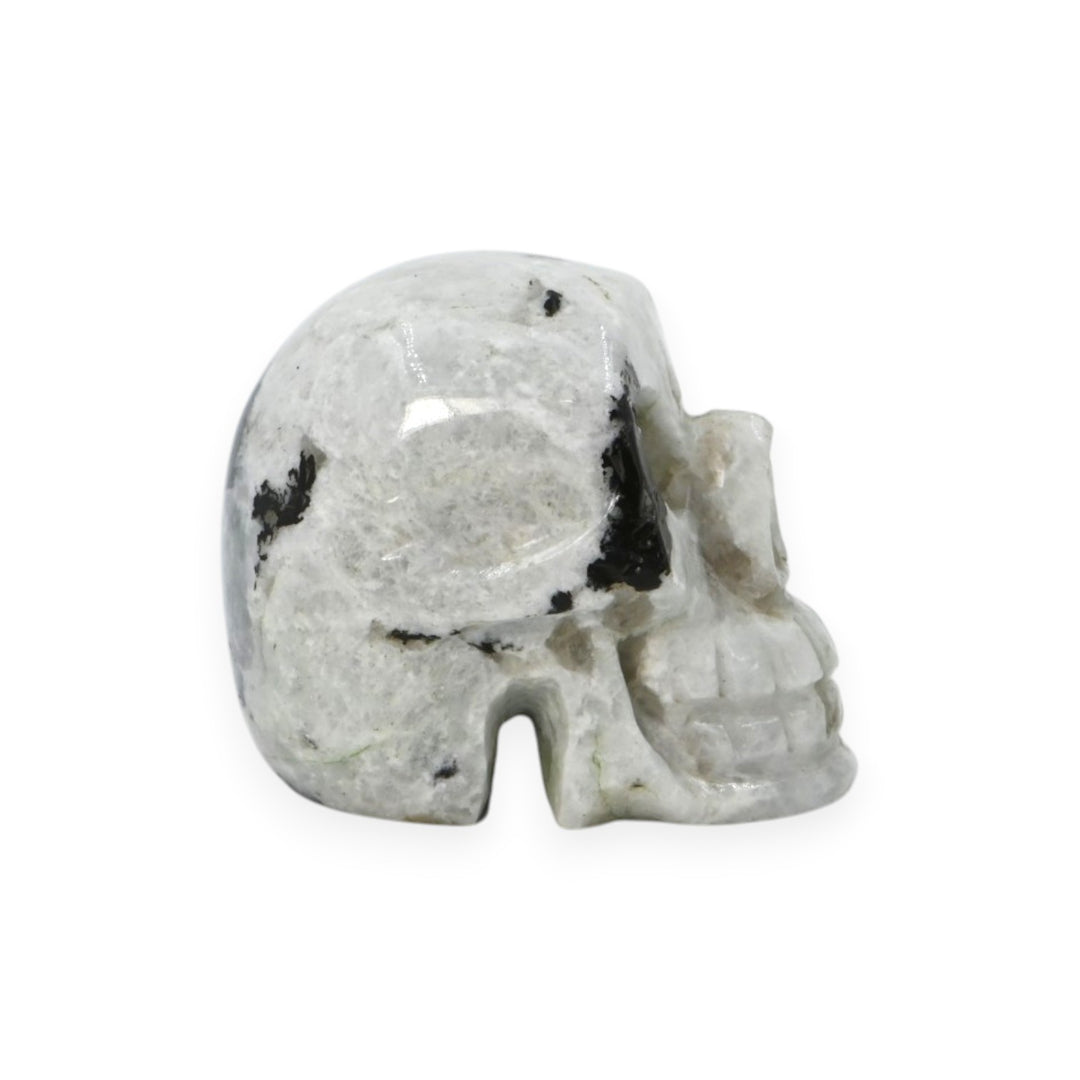 Rainbow Moonstone Skull 76g – Mystic Stone Skull for Intuition & Decor