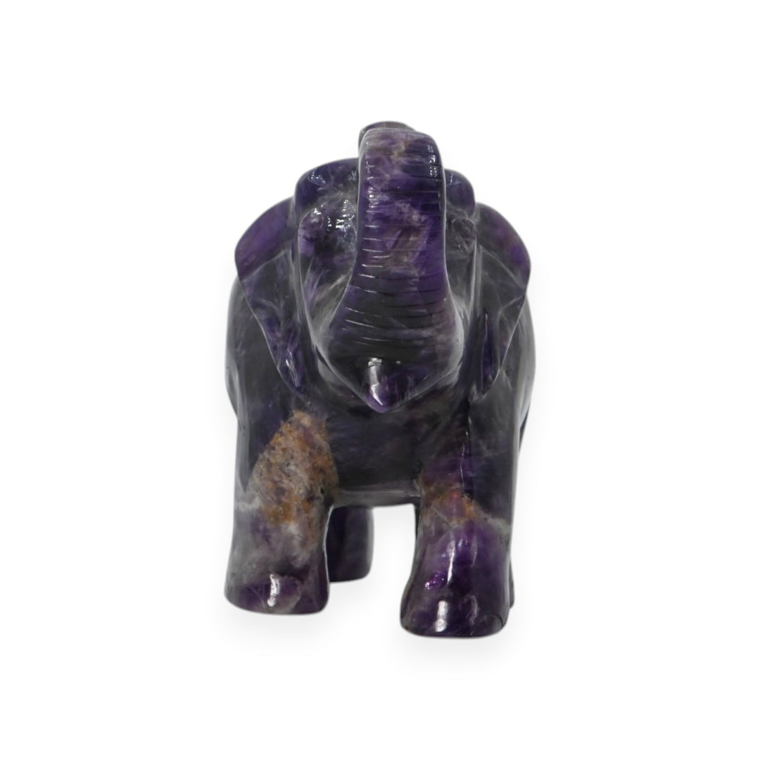 Amethyst Elephant Statue 470g – Hand Carved Elephant for Prosperity & Strength