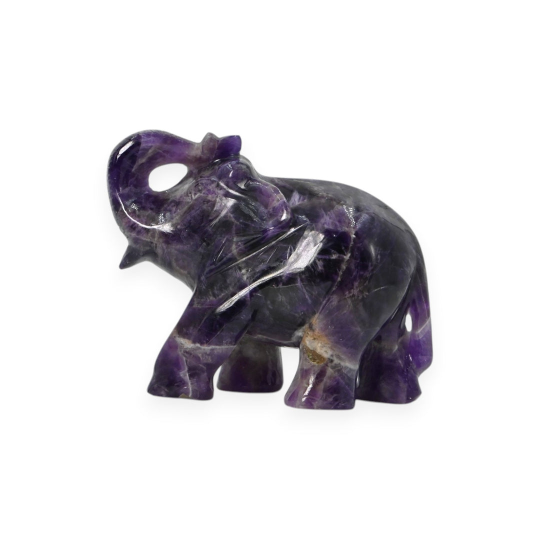 Amethyst Elephant Statue 470g – Hand Carved Elephant for Prosperity & Strength
