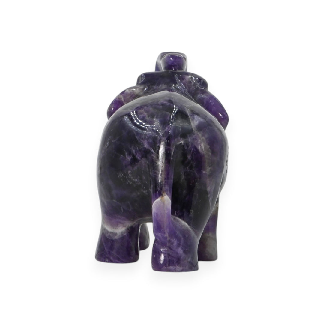 Amethyst Elephant Statue 470g – Hand Carved Elephant for Prosperity & Strength